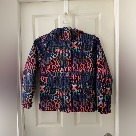 Girl’s Roxy Dry Flight 10K Snowboard Ski Jacket Multicolor Logo Winter Coat L 14 - Picture 1 of 10
